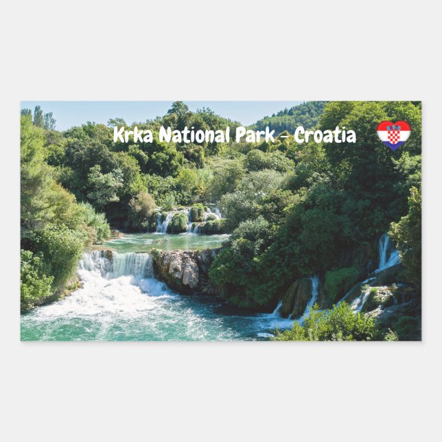 Wasserfall im Krka Nationalpark - Dalmatien, Kroat Rechteckiger Aufkleber (Vorderseite)