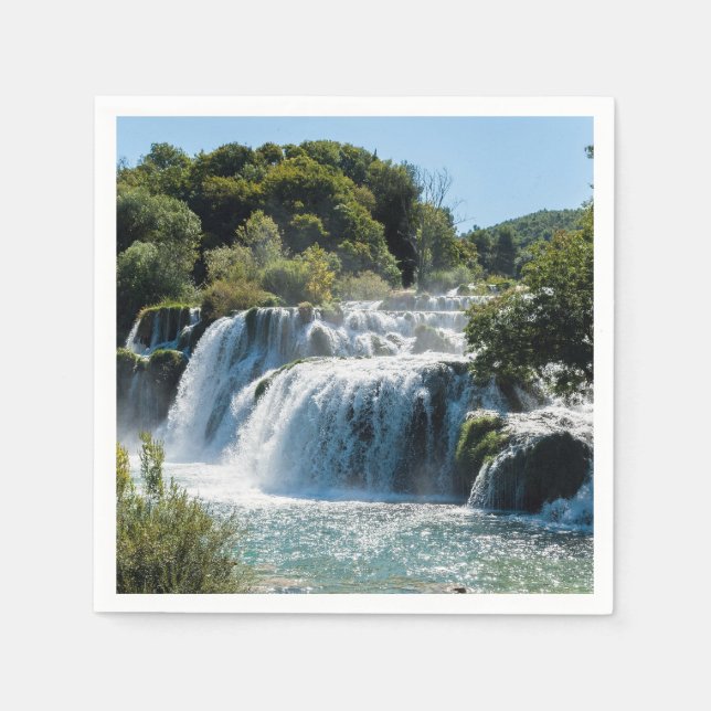 Wasserfall im Krka Nationalpark - Dalmatien, Kroat Serviette (Vorderseite)