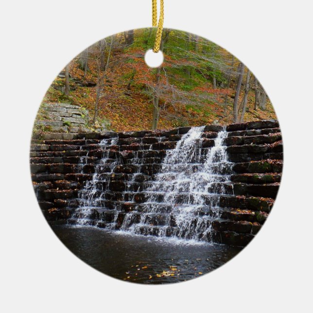 Wasserfall im Laurel Hill Staat Park I Keramikornament (Vorne)