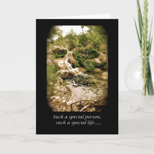 Wasserfall im Wald - Feier zum Leben Einladung (Vorderseite)