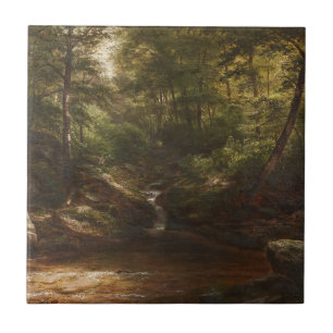 Wasserfall im Wald - George Hetzel Fliese
