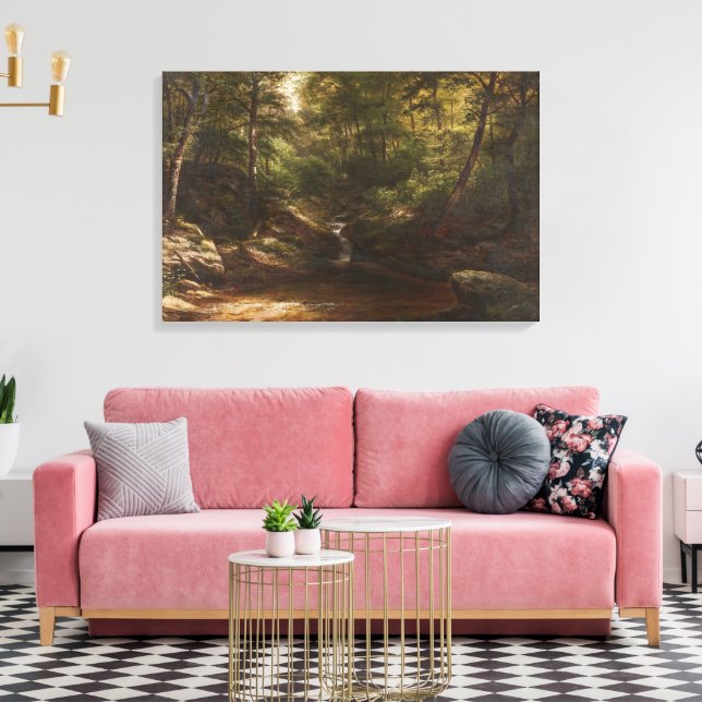 Wasserfall im Wald - George Hetzel Leinwanddruck (Insitu (Wohnzimmer))