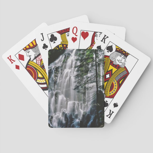 Wasserfall im Wald, Oregon Spielkarten (Rückseite)