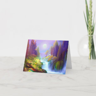 Wasserfall im Wasserfarbenstil, anpassbar Karte