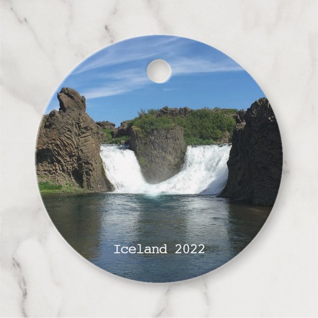 Wasserfall in Island - Gefälligkeitstempel Geschenkanhänger (Vorderseite)