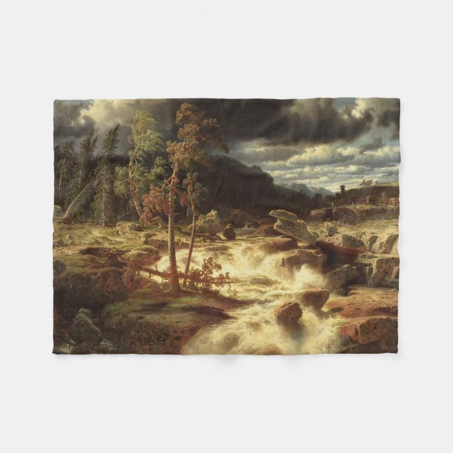 Wasserfall in Schweden (von Marcus Larson) Fleecedecke (Vorderseite (Horizontal))