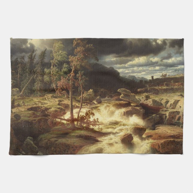 Wasserfall in Schweden (von Marcus Larson) Geschirrtuch (Horizontal)