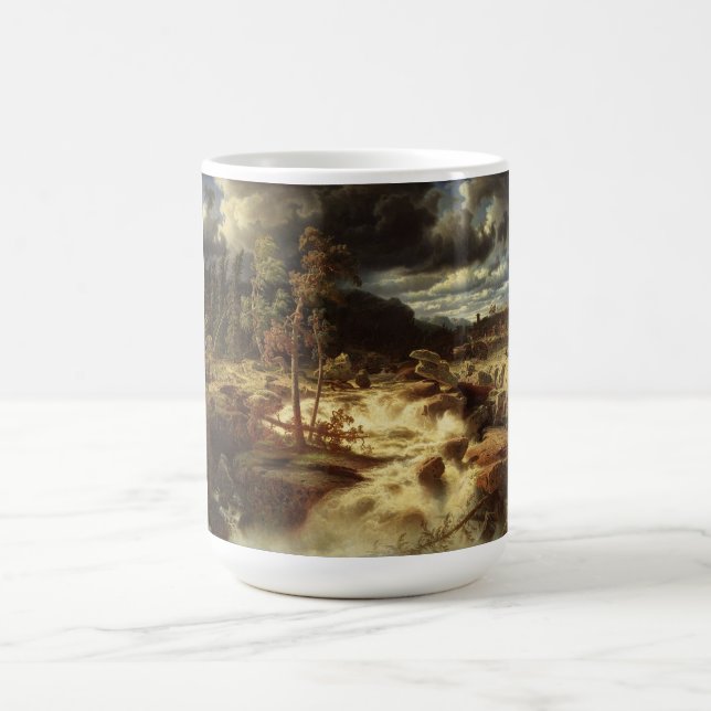 Wasserfall in Schweden (von Marcus Larson) Kaffeetasse (Mittel)