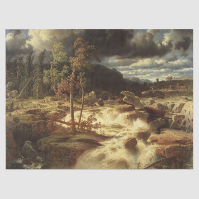 Wasserfall in Schweden (von Marcus Larson) Seidenpapier (Vorderseite)