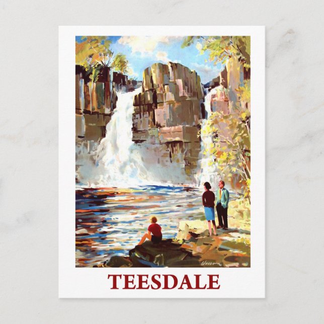 Wasserfall in Teesdale, England, Jahrgang Postkarte (Vorderseite)