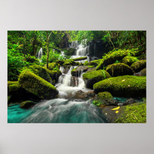 Wasserfall in Wanne Berk Berg des Dschungel-  Phu Poster