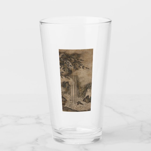 Wasserfall (japanische Landschaftskunst) (Kano Mot Glas (Vorderseite)