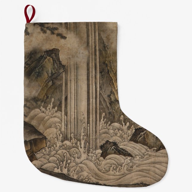 Wasserfall (japanische Landschaftskunst) (Kano Mot Großer Weihnachtsstrumpf (Vorderseite)