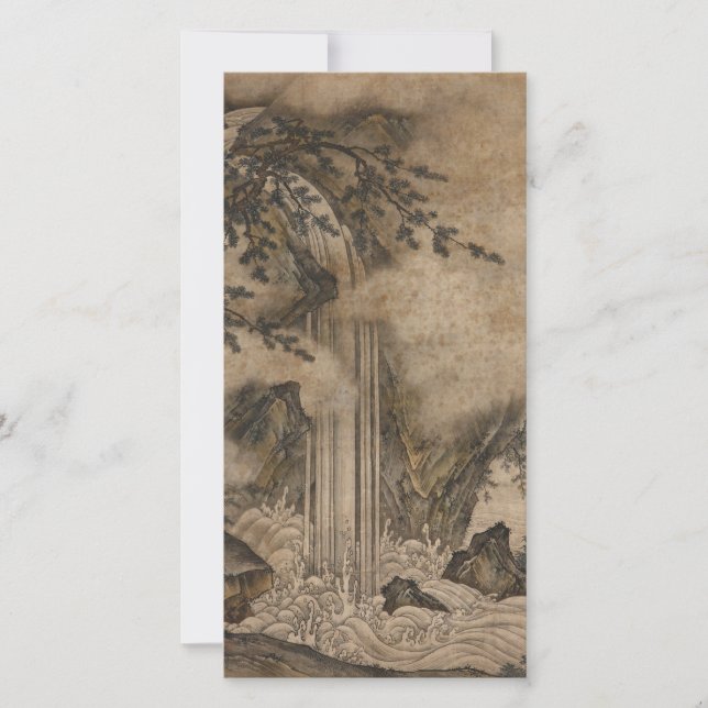 Wasserfall (japanische Landschaftskunst) (Kano Mot Karte (Vorderseite)