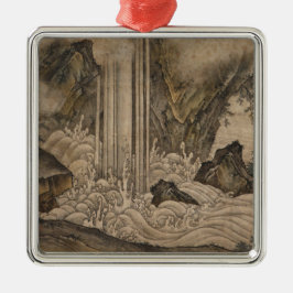 Wasserfall (japanische Landschaftskunst) (Kano Mot Ornament Aus Metall