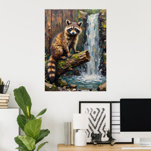 Wasserfall-Kante: Ein Raccoon's Stance Poster