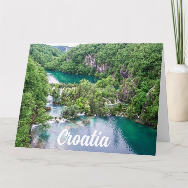 Wasserfall-Kaskade im Park der Plitvice Seen, Kroa Karte (Vorderseite)