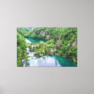 Wasserfall-Kaskade im Park der Plitvice Seen, Kroa Leinwanddruck