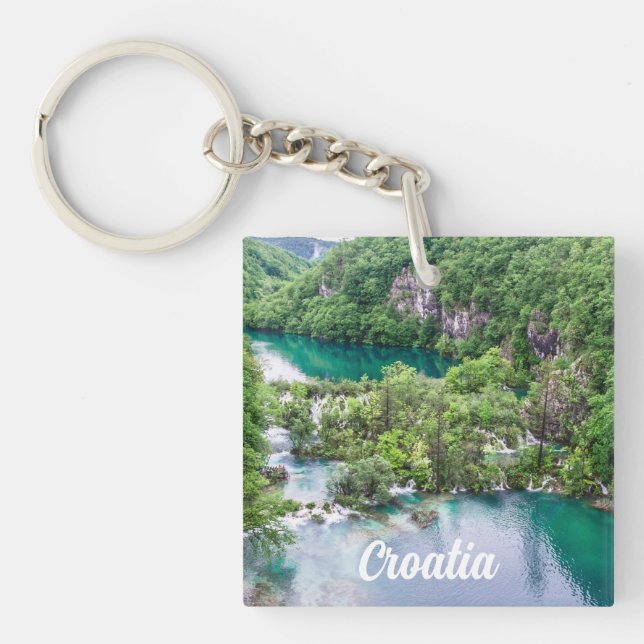 Wasserfall-Kaskade im Park der Plitvice Seen, Kroa Schlüsselanhänger (Vorderseite)
