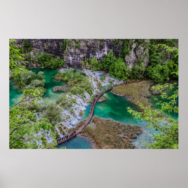 Wasserfall Kaskade im Park der Plitvicer Seen Poster (Vorne)