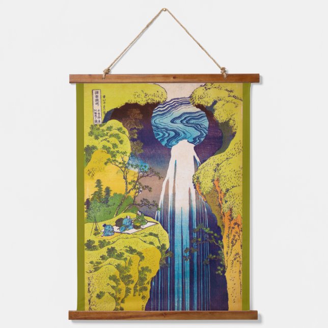 Wasserfall, Katsushika Hokusai, Ukiyo-e Wandteppich Mit Holzrahmen (Vorderseite)