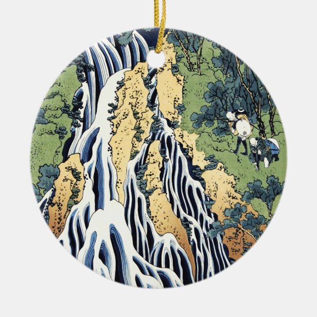 Wasserfall Kirifuri in der Nähe des Kurokami-Gebir Keramik Ornament (Vorne)