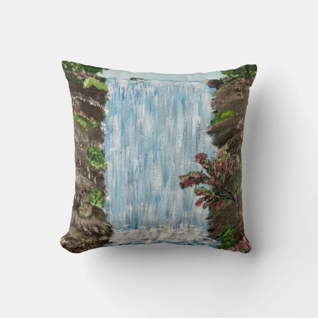 Wasserfall-Kissen (blaues Ende) Kissen (Vorderseite)