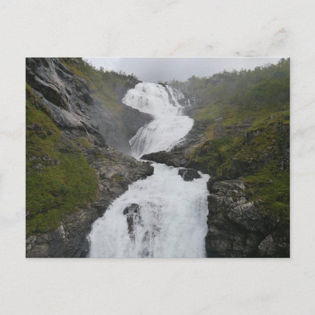 Wasserfall Kjosfossen, Flåm, Norwegen Postkarte (Vorderseite)