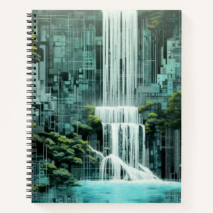 Wasserfall Landschaft Art Deco Notizbuch