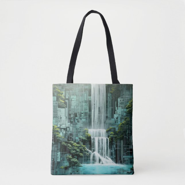 Wasserfall Landschaft Art Deco Tasche (Vorderseite)