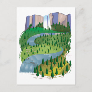 Wasserfall-Landschaft Feiertagspostkarte