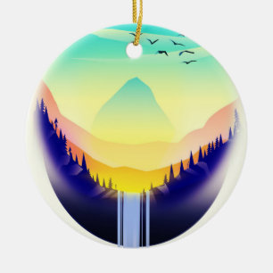 Wasserfall-Landschaft Keramik Ornament