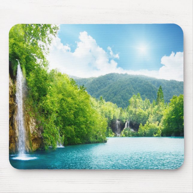 Wasserfall-Landschaft Mousepad (Vorne)