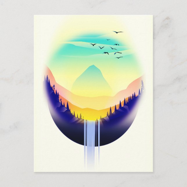 Wasserfall Landschaft Postkarte (Vorderseite)