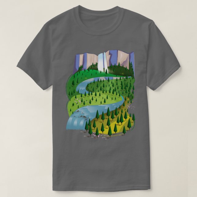 Wasserfall Landschaft T-Shirt (Design vorne)