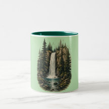 Wasserfall-Landschaftswald-Doppelfarben-Tasse