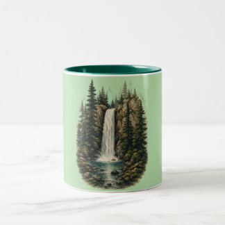 Wasserfall-Landschaftswald-Doppelfarben-Tasse Zweifarbige Tasse