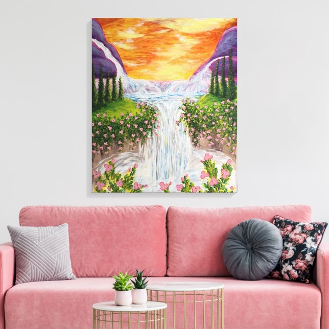 Wasserfall Leinwanddruck (Insitu (Wohnzimmer))