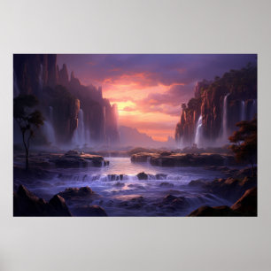 Wasserfall Majestic Schöne Landschaft Poster
