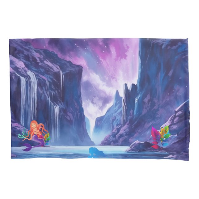 Wasserfall mit Meerjungfrauen Kissenbezug (Vorderseite)