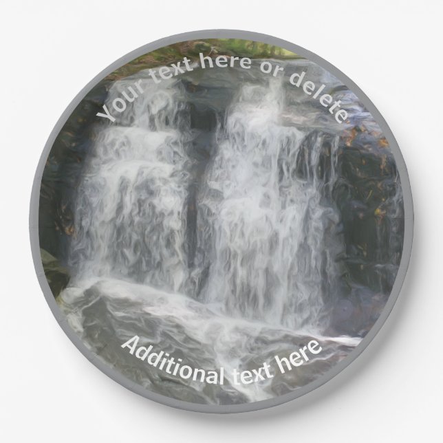 Wasserfall Natur Kunst, Personalisiertes Party Pappteller (Vorderseite)