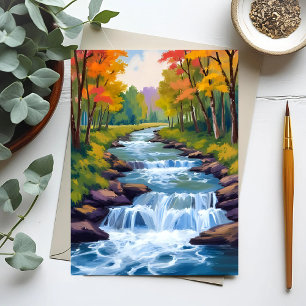 Wasserfall Natur Landschaft Gemälde Postkarte