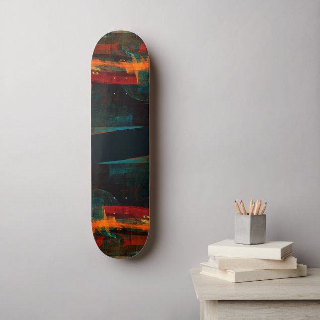 Wasserfall Orange Rotes Blau Abstrakte Kunst Skateboard (Wandkunst)