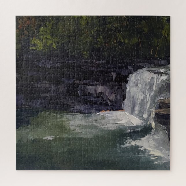 Wasserfall Original Impressionistische Kunst Herau (Vertikal)