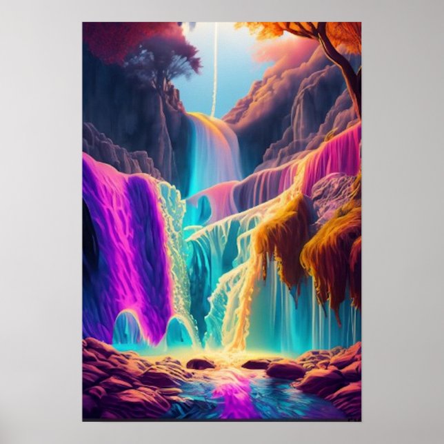 Wasserfall Psychedelische Kunst Poster (Vorne)