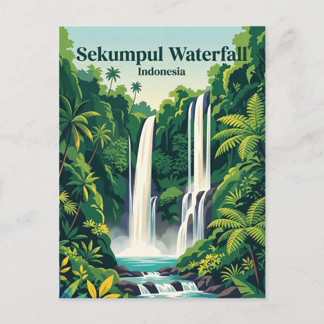 Wasserfall Sekumpul Indonesien Postkarte (Vorderseite)