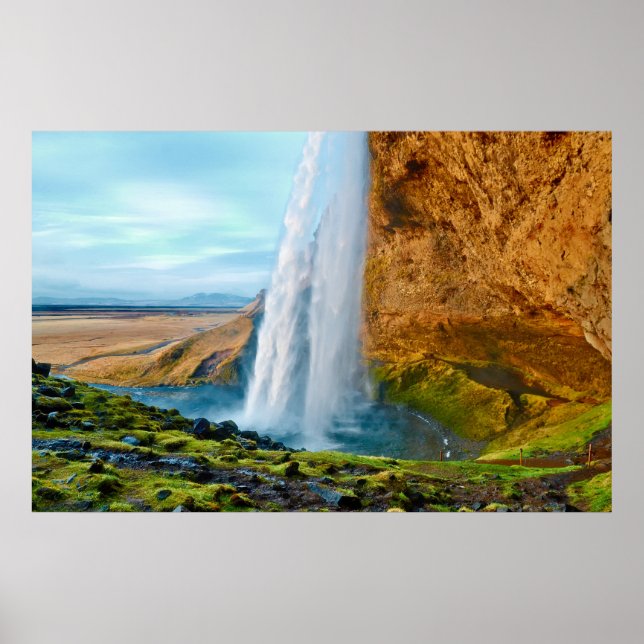 Wasserfall Seljalandsfoss in Island Poster (Vorne)
