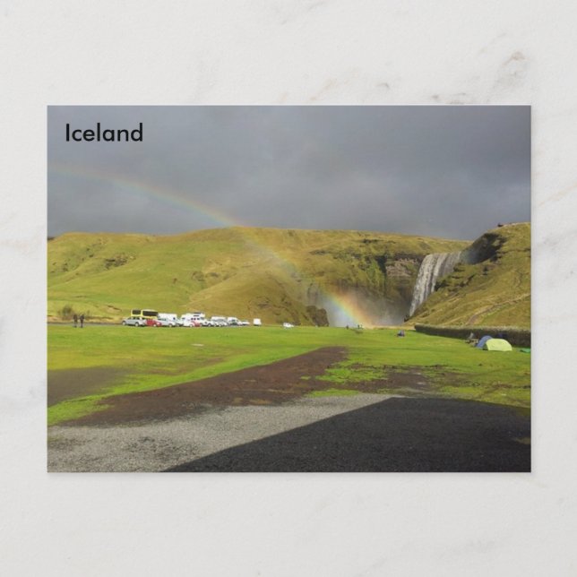 Wasserfall Skógafoss, Skógá-Fluss, Südisland Postkarte (Vorderseite)