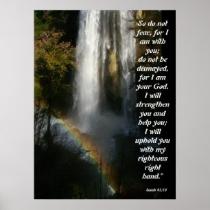 Wasserfall-u. Regenbogen-Jesaja-41:10 Plakat