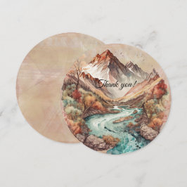 Wasserfall und Gebirge Aquarellbilder Dankeskarte